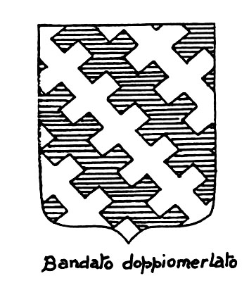 Image of the heraldic term: Bandato doppiomerlato